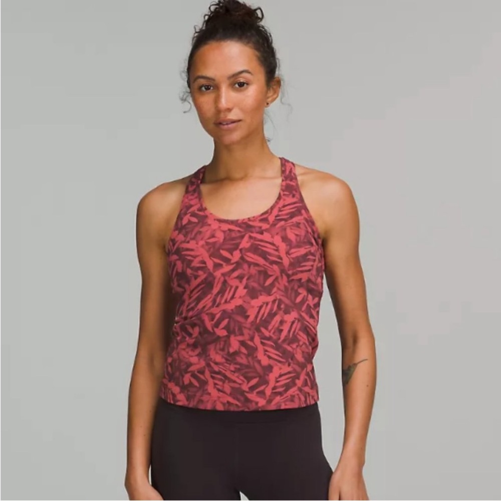 Lululemon Cool Racerback Short Tank Top Nulu, Spray Leaf Fireside Red Multi Sz 6